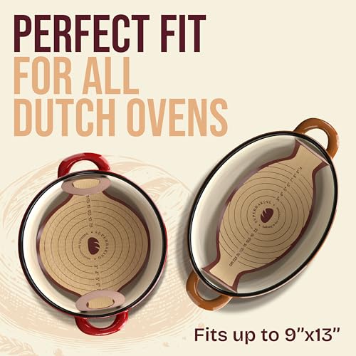 Superbaking Pro Silicone Bread Sling 2 Pcs 9in Round Oval 482F Heat Resistant Dough Lifter NonStick Dutch Oven Liners Long Handles Reusable Sourdough Bread Baking Supplies Sourdough Gifts - Image 3