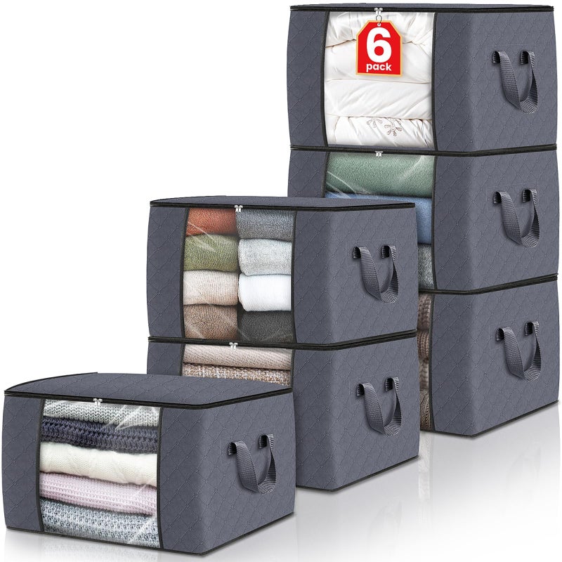 Fab totes Storage Bags,Clothes Blanket Storage Bins Foldable Closet Organizers with Reinforced Handle for Home Dorm Storage and Organization,Fabric Bags for Organizing Bed Sheets,Clothing,Comforters - Image 1