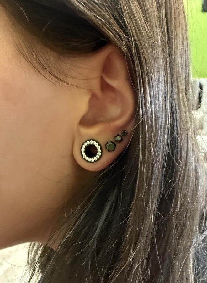 Ocptiy 4G Black Gauges Tunnels Plugs Earrings for Ears Stretching Kit 4 Gauge 316L Surgical Stainless Steel Diamond Single Flare Tunnels Plugs Hollow Gauges Size 5mm Piercing Women Men 3/16 inch - Image 4