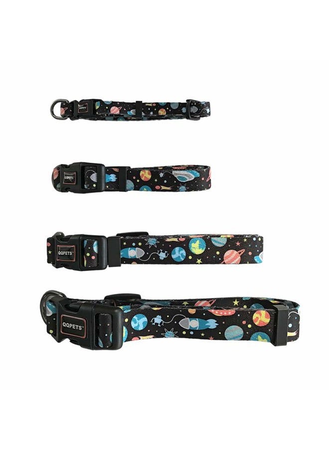 QQPETS Adjustable Soft Dog Collar: Print Flower Pink Multicolor Cute Patterns for XS Small Medium Large Pet Girl Boy Puppy Walking Running Training (S, Space) - Image 4