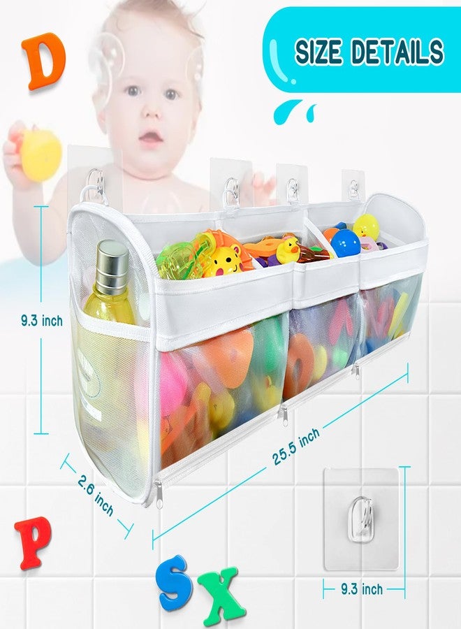 FliipFlaap Bath Toy Storage and Organizer - 3-Compartment Hanging Bathtub Toy Holder with Bottom Zipper, Quick-Drying Mesh Bag, Ideal Bath Toy Holder for Easy Access and Sorting of Toys - Image 4