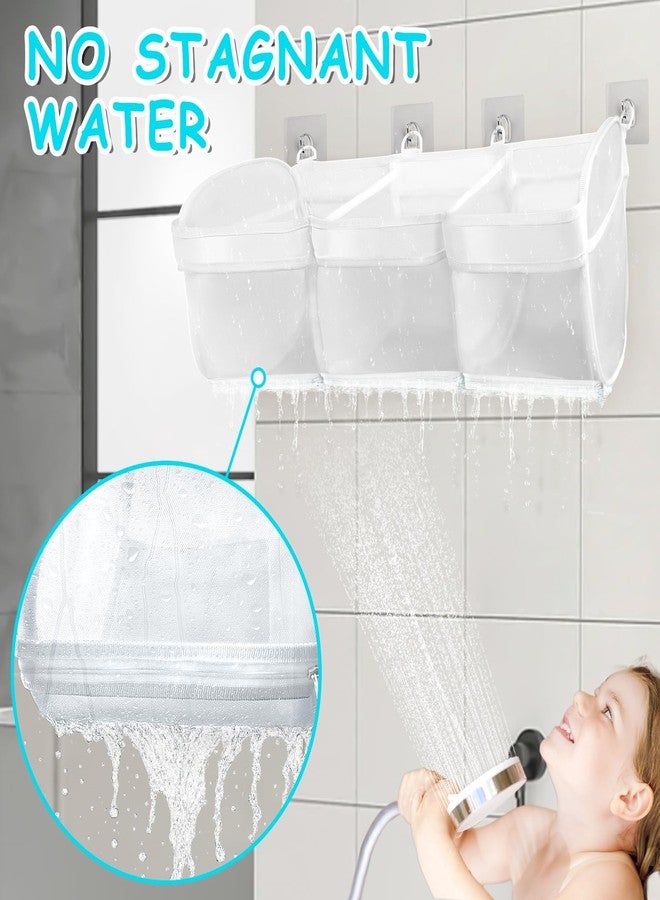 FliipFlaap Bath Toy Storage and Organizer - 3-Compartment Hanging Bathtub Toy Holder with Bottom Zipper, Quick-Drying Mesh Bag, Ideal Bath Toy Holder for Easy Access and Sorting of Toys - Image 5