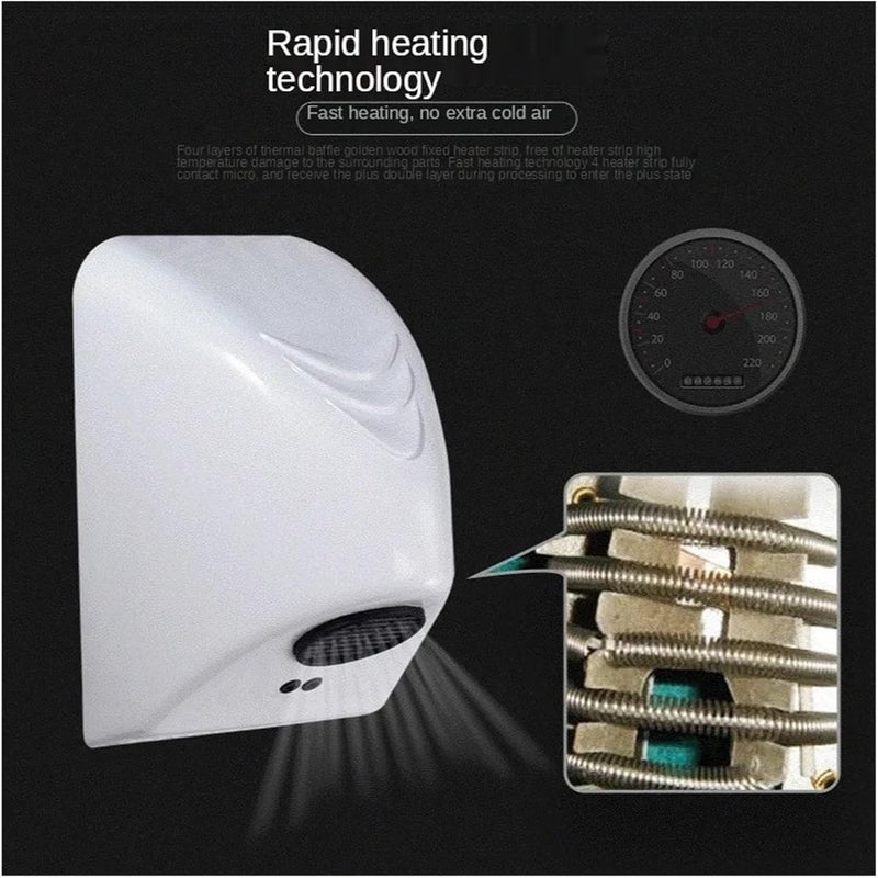 Hand Dryer, Hand Dryer Household Bathroom, Hotel Smart Automatic Infrared Sensor Drying Machine for Kitchen Bedroom Hotel - Image 2
