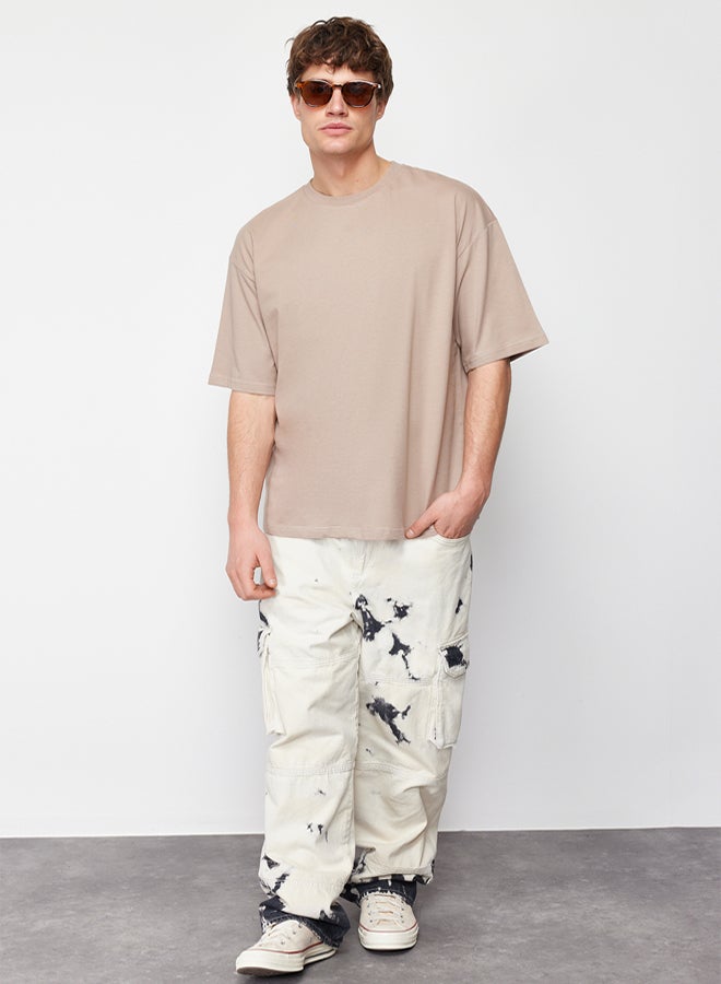 trendyol Mink Oversize/Wide Basic Cut 100% Cotton T-Shirt - Image 3