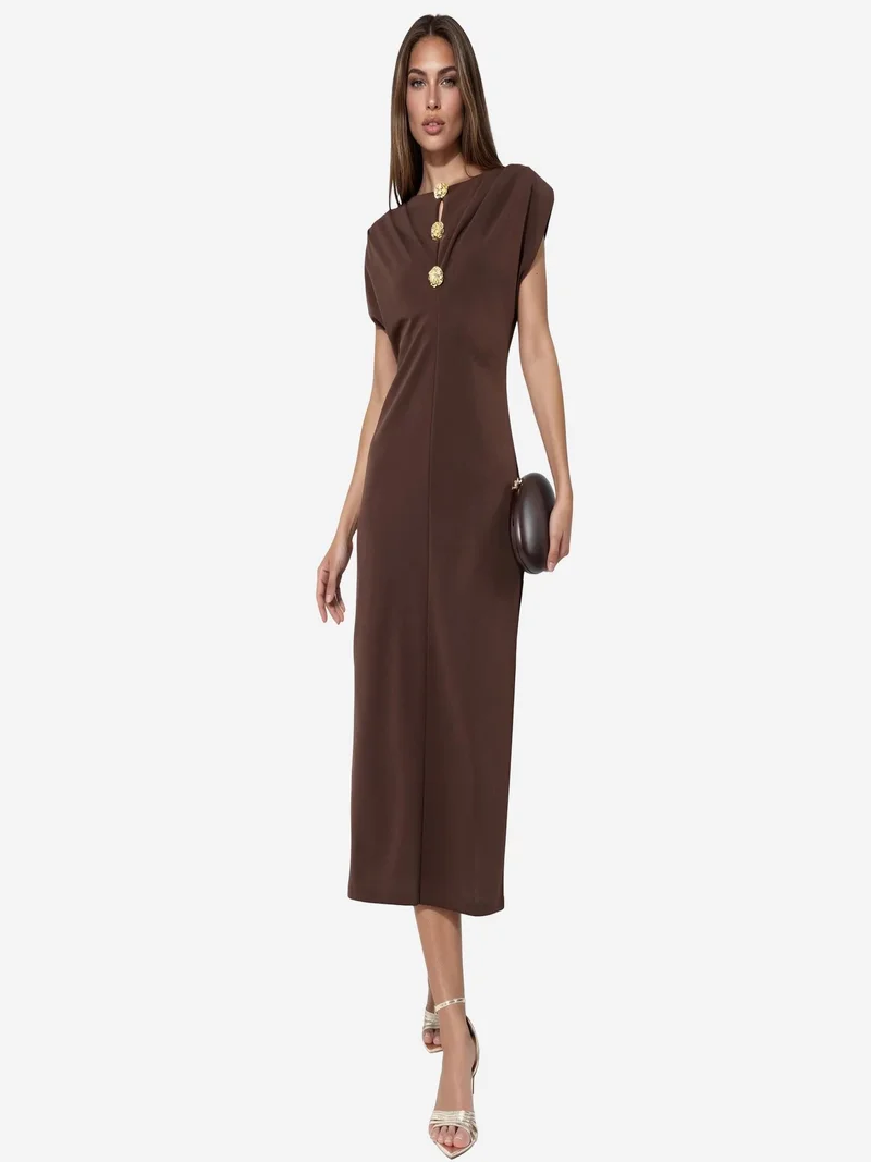 Busem BUSEM Slim Fit Midi Dress with Accessory Detail