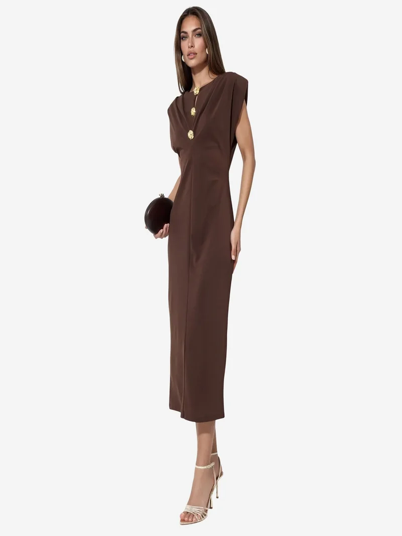 Busem BUSEM Slim Fit Midi Dress with Accessory Detail