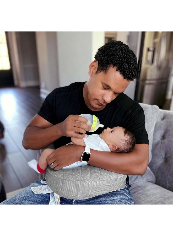 Boppy Anywhere Support Nursing Pillow, Soft Gray Heathered with Stretch Belt - Image 5