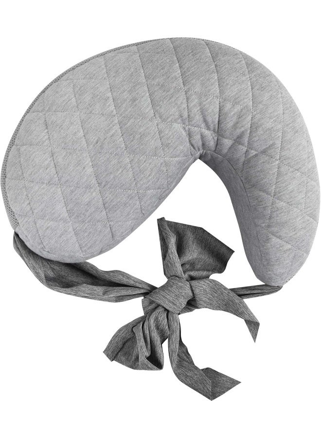 Boppy Anywhere Support Nursing Pillow, Soft Gray Heathered with Stretch Belt - Image 1