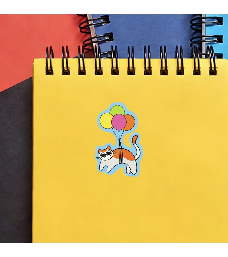 1pc Fun Balloon Kitten Sticker Scratch Resistant Durable Laptop Bumper Decal - Image 3