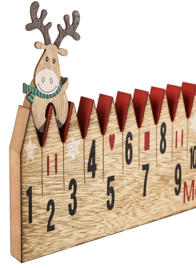 BRUBAKER Christmas Countdown Calendar - Wooden Fence with Elk - Red/Green - Natural Colors - 21.7 x 3.8 x 0.7 inches - Image 3