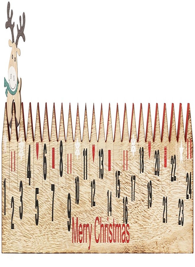 BRUBAKER Christmas Countdown Calendar - Wooden Fence with Elk - Red/Green - Natural Colors - 21.7 x 3.8 x 0.7 inches - Image 2