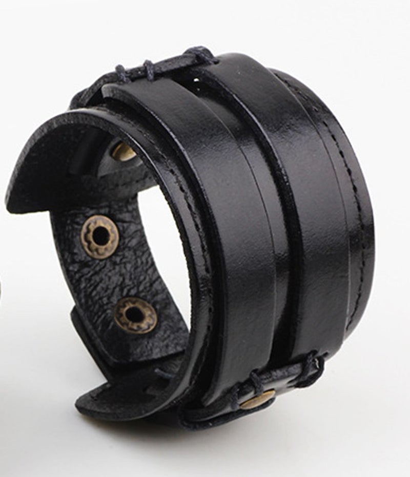Hamoery Men Leather Bracelet Punk Braided Rope Alloy Bracelet Bangle Wristband - Image 5