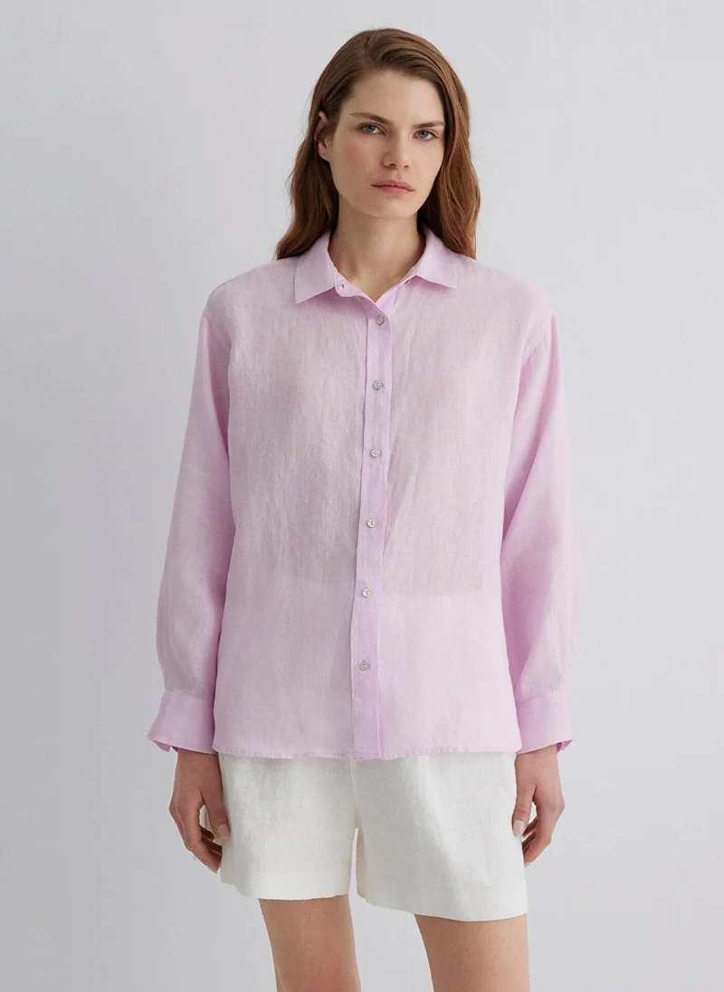 مافي Purple Linen Shirt