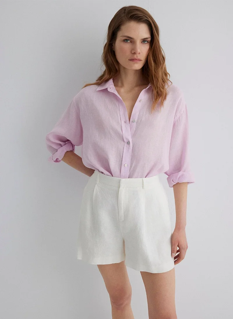 مافي Purple Linen Shirt