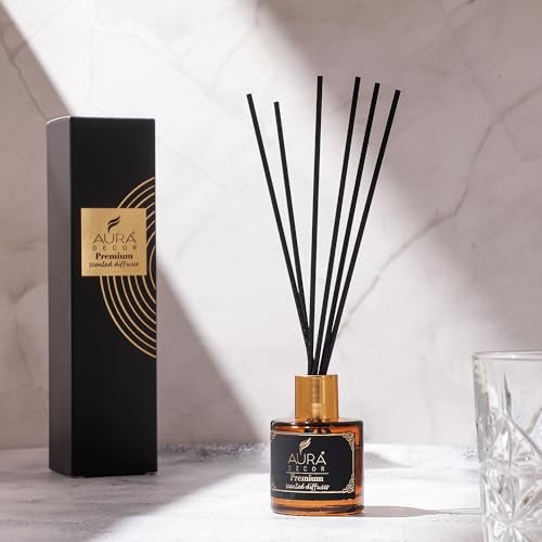 AURA DECOR AuraDecor Luxe Reed Diffuser Set 50 ml Reed Oil & 6 Reed Sticks, Premium Room Freshener for Living Room, Washroom, Bedroom, Office Long-Lasting & Luxurious Aroma (Medium, Oudh) - Image 5
