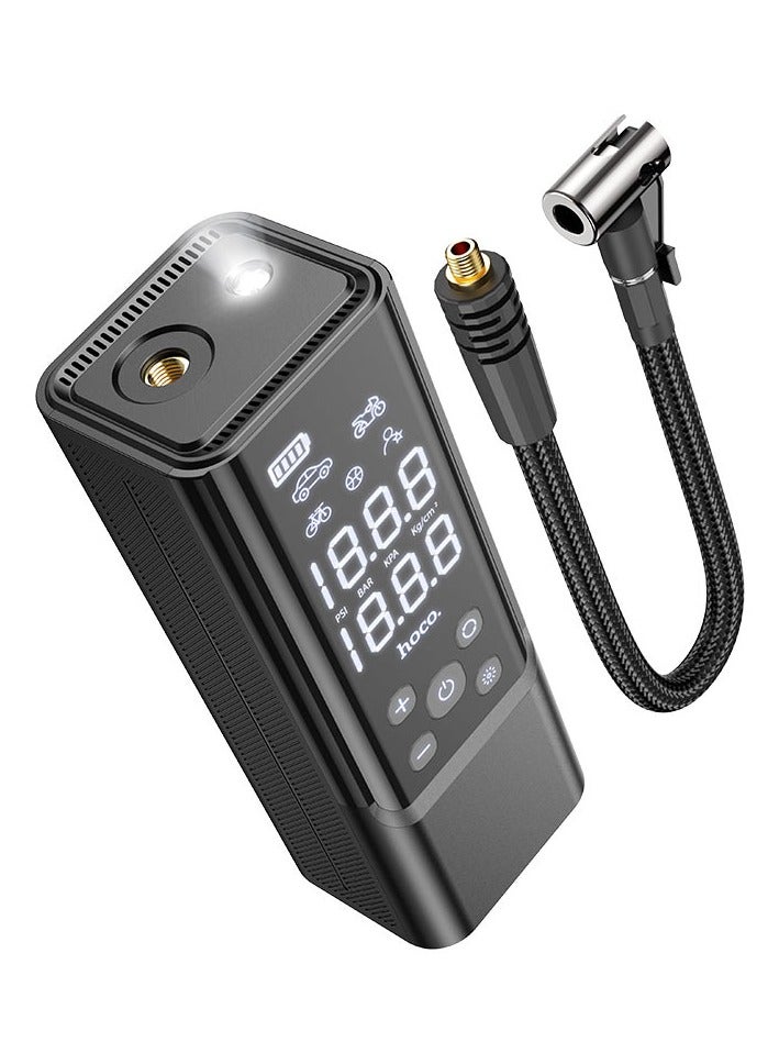 هوكو مضخة هواء ذكية ZP7 2 في 1 محمولة وبنك طاقة - 5000 مللي أمبير/ساعة، ضغط عالي، للسيارة والدراجة والكرة، مع شاشة LED - Image 3