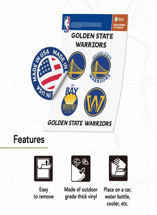 Desert Cactus Golden State Warriors NBA Officially Licensed Sticker Vinyl Decal Laptop Water Bottle Car Scrapbook (Type 2) - Image 4