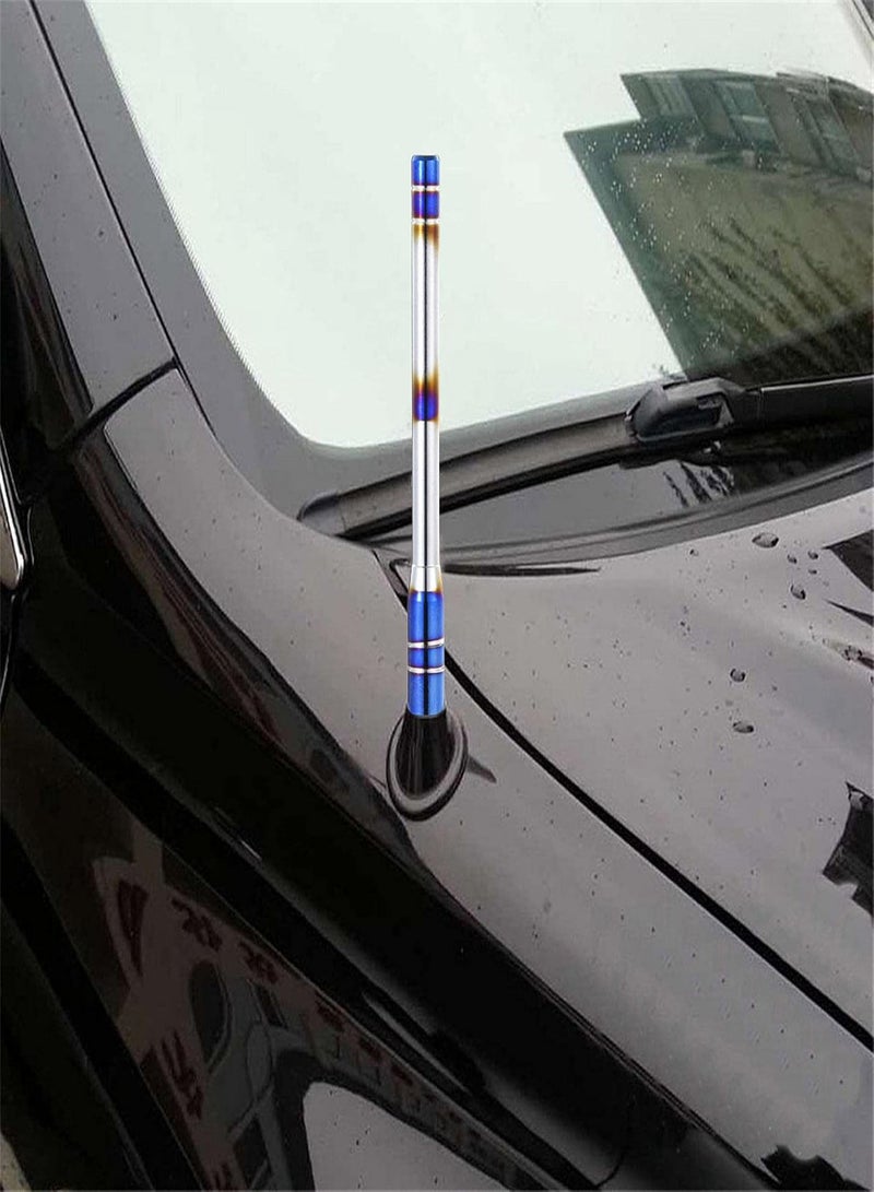 GGOOT Replacement Car Antenna, Anti Theft Car Antenna Replacement, Universal for Cars and Trucks, Short Alloy Automotive Radio Antenna for Optimized FM/AM Reception, Blue, Silver - Image 2