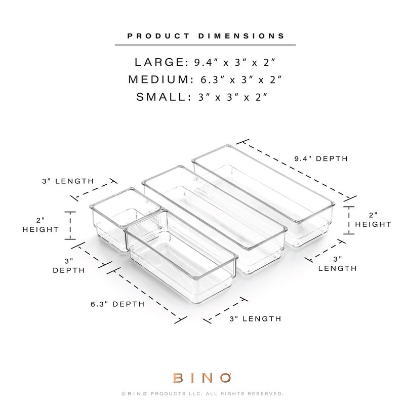 BINO 4-Piece Modular Drawer Bin Set | Bathroom & Vanity Drawer Organizer Trays - Small - Image 3