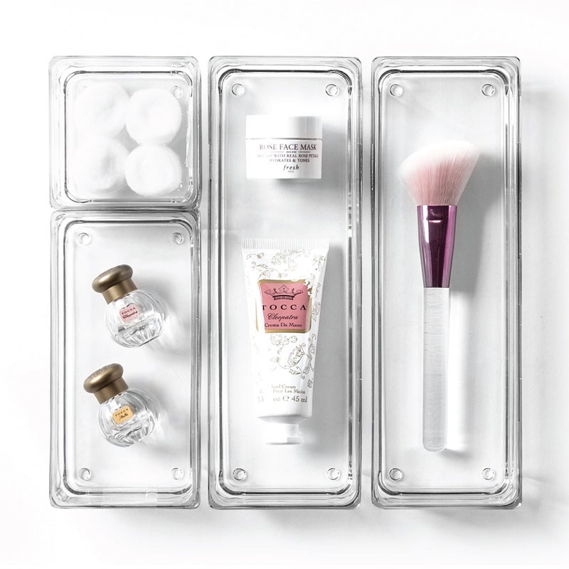 BINO 4-Piece Modular Drawer Bin Set | Bathroom & Vanity Drawer Organizer Trays - Small - Image 1