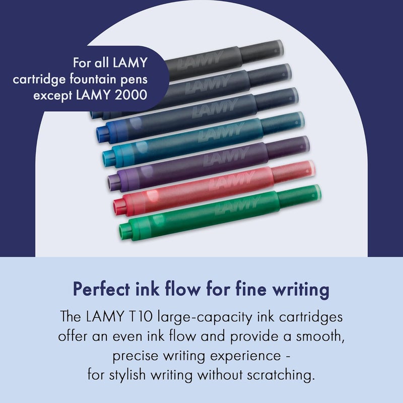 Lamy T10 Blue/Black Ink Cartridges - Pack of 5 for Fountain Pens - Image 2