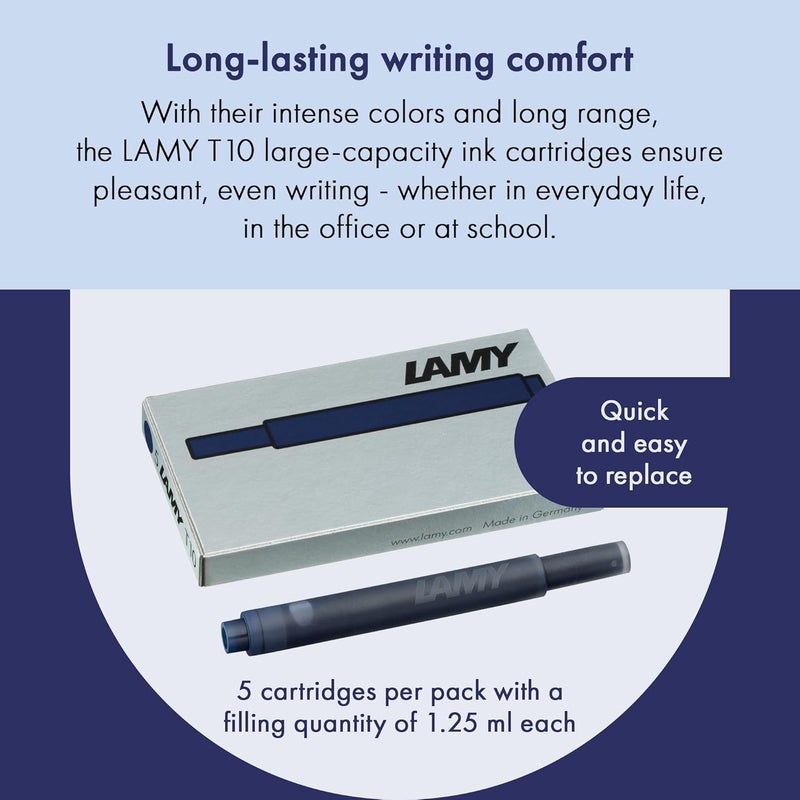 Lamy T10 Blue/Black Ink Cartridges - Pack of 5 for Fountain Pens - Image 4