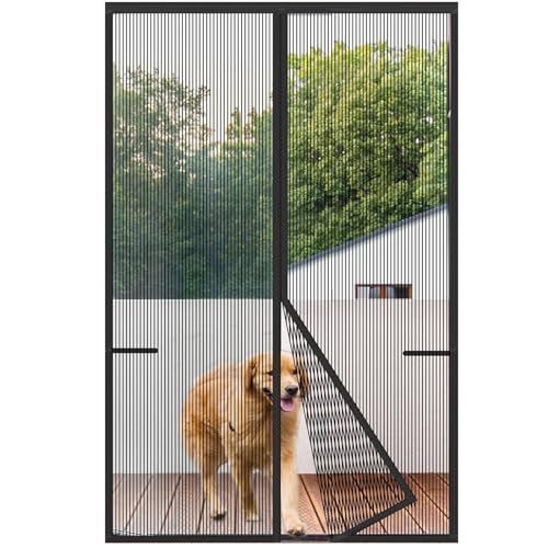 Risareyi Magnetic Screen Door Heavy Duty Front Door Screen Magnetic Closure Thicken TearResistant Mesh Keep Bugs Out Black Net Curtain Itself Size 42 x 80 - Image 1