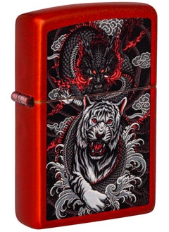Zippo 48933 49475 Tiger Design Metallic Red Windproof Lighter  - Image 1