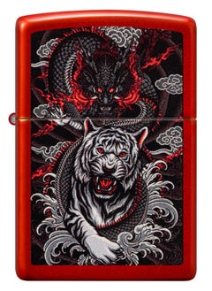 Zippo 48933 49475 Tiger Design Metallic Red Windproof Lighter  - Image 2