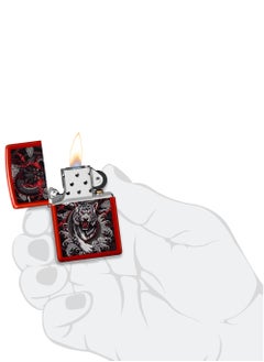 Zippo 48933 49475 Tiger Design Metallic Red Windproof Lighter  - Image 5