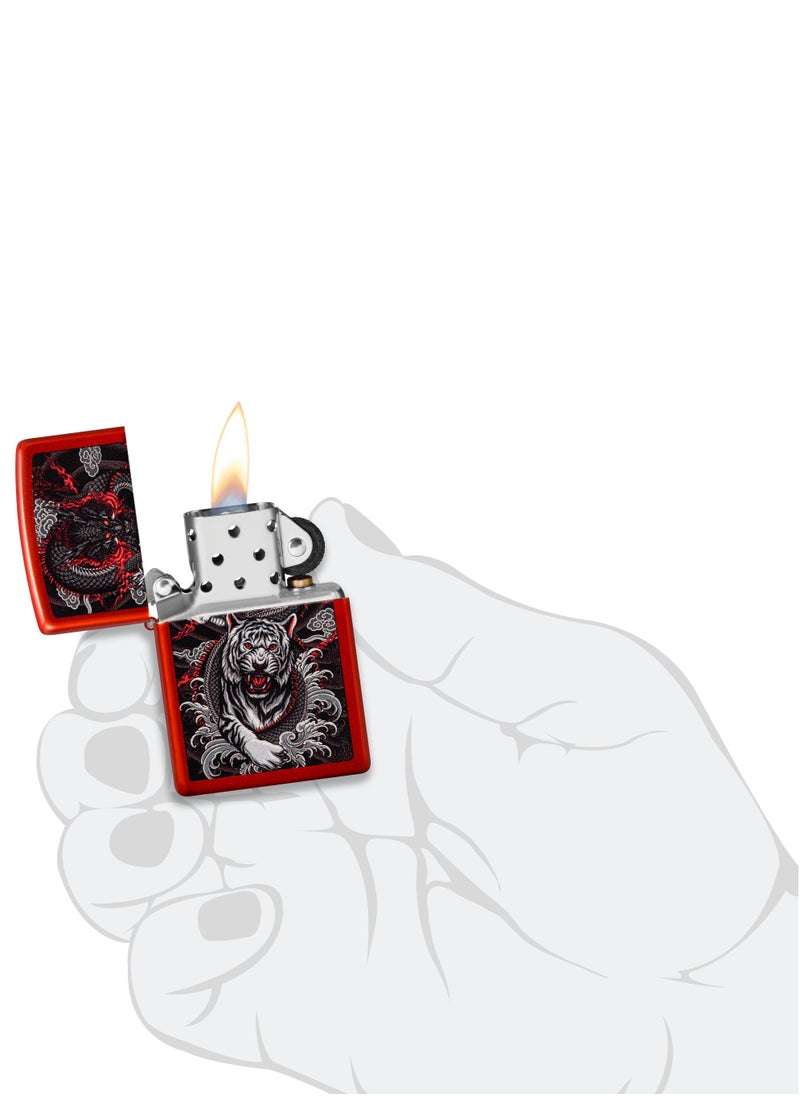Zippo 48933 49475 Tiger Design Metallic Red Windproof Lighter  - Image 5