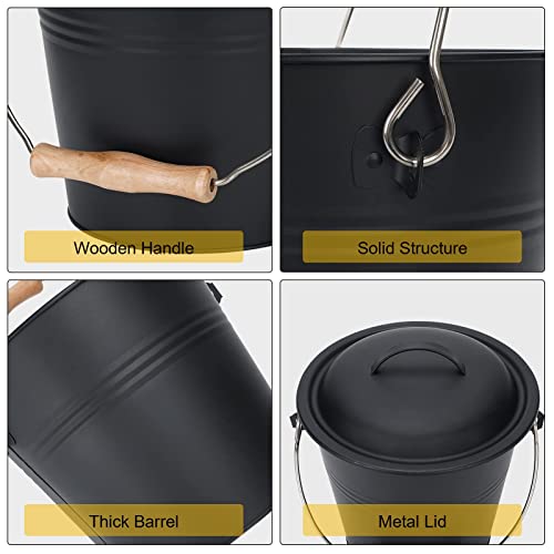 MYFIREPLACEDIRECT 1.5-Gallon Metal Ash Bucket with Lid, Shovel, Broom - For Fireplaces, Wood Stoves - Image 3