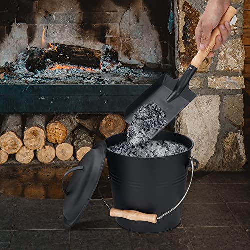 MYFIREPLACEDIRECT 1.5-Gallon Metal Ash Bucket with Lid, Shovel, Broom - For Fireplaces, Wood Stoves - Image 5
