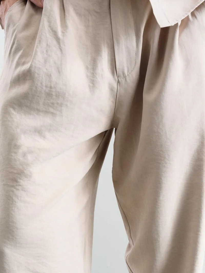 GIESTO Pleated Mid Waist Straight Leg Pants