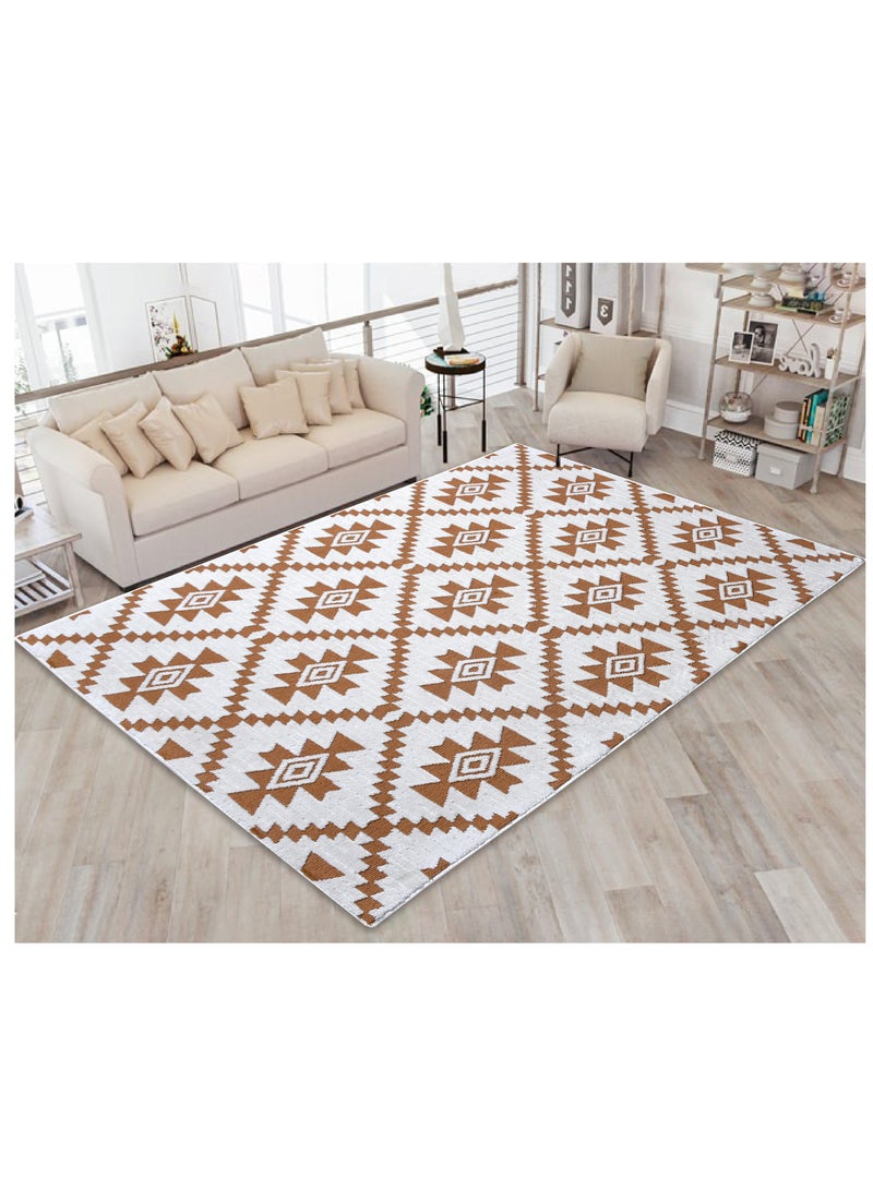 سجادة هندية سميكة مقاومة للانزلاق مصنوعة آليًا من إيكاري - عاجي - نحاسي - 150 × 230 سم - Image 1