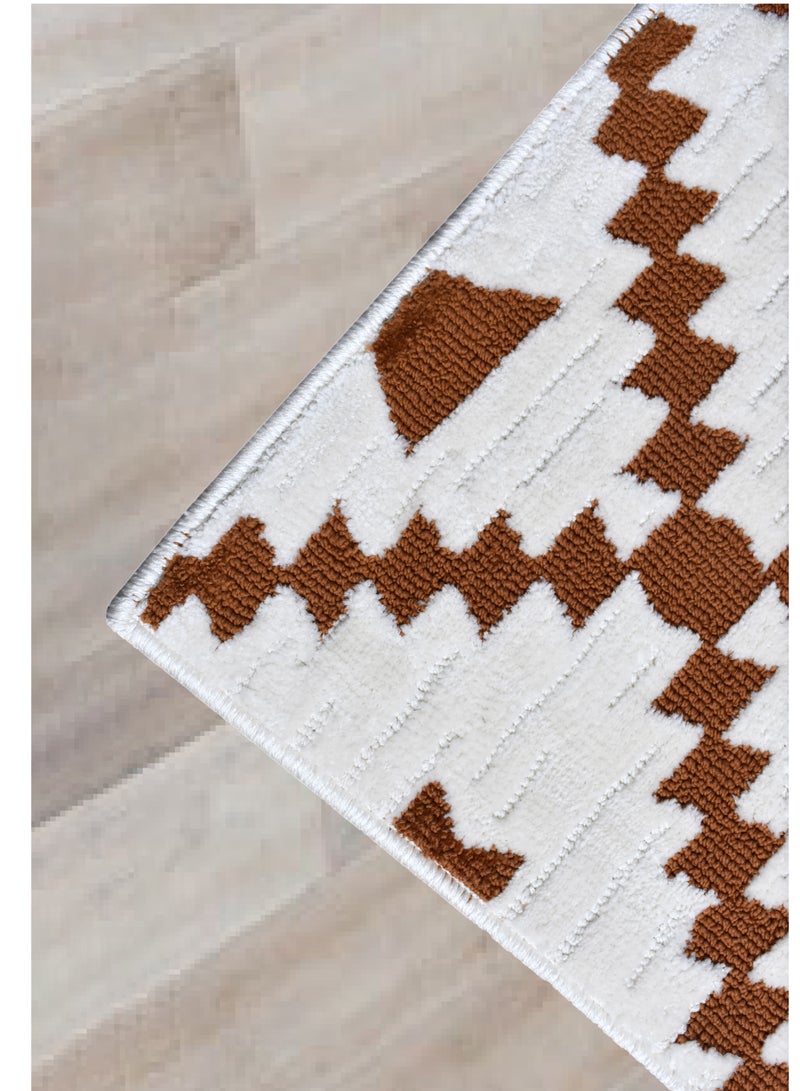 سجادة هندية سميكة مقاومة للانزلاق مصنوعة آليًا من إيكاري - عاجي - نحاسي - 150 × 230 سم - Image 3