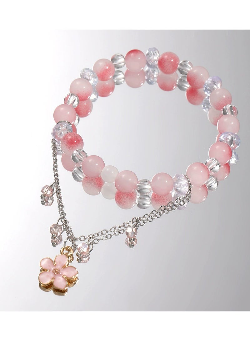 Goolsky Fairycore Cracked Crystal Bracelet for Women – Sweet Iridescent Flower Bead Hand Chain, BFF Friendship Gift - Image 1