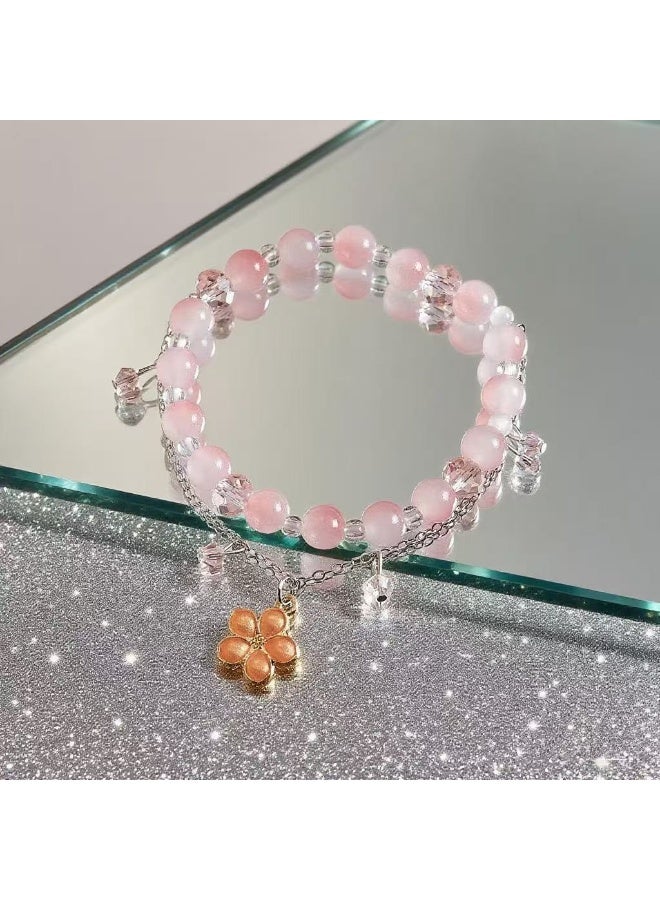 Goolsky Fairycore Cracked Crystal Bracelet for Women – Sweet Iridescent Flower Bead Hand Chain, BFF Friendship Gift - Image 2
