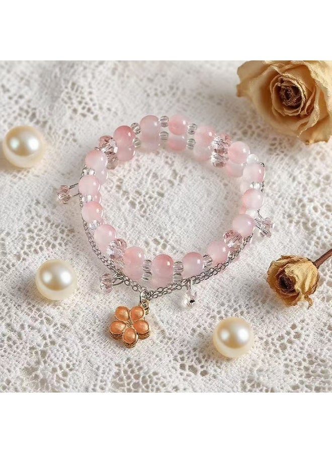 Goolsky Fairycore Cracked Crystal Bracelet for Women – Sweet Iridescent Flower Bead Hand Chain, BFF Friendship Gift - Image 3