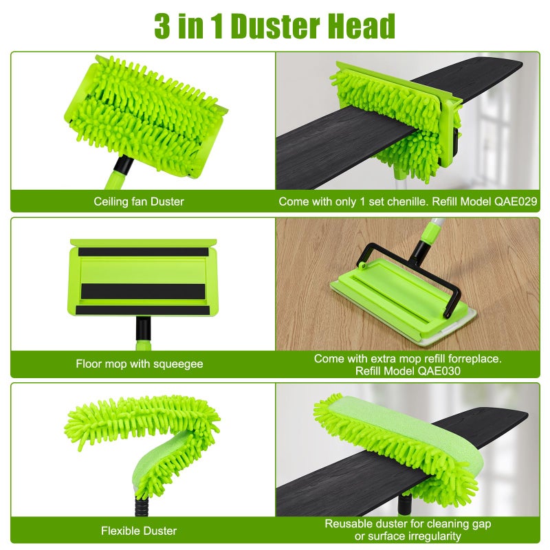 Qaestfy Ceiling Fan Cleaner Duster with 75'' Extension Pole, Flexible High Ceiling Fan Blades Cleaning Tool, Reusable Skinny Duster for Tight Spaces - Image 4