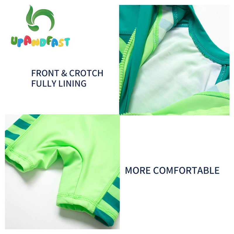 upandfast Kids One Piece Zip Sunsuit With Sun Hat UPF 50+ Sun Protection Baby Beach Swimsuit (Dinosaur, 3-6 Months) - Image 4