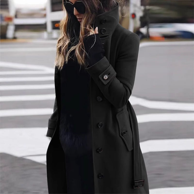 Women's Wool Coat with Belt Winter Outerwear - Image 2