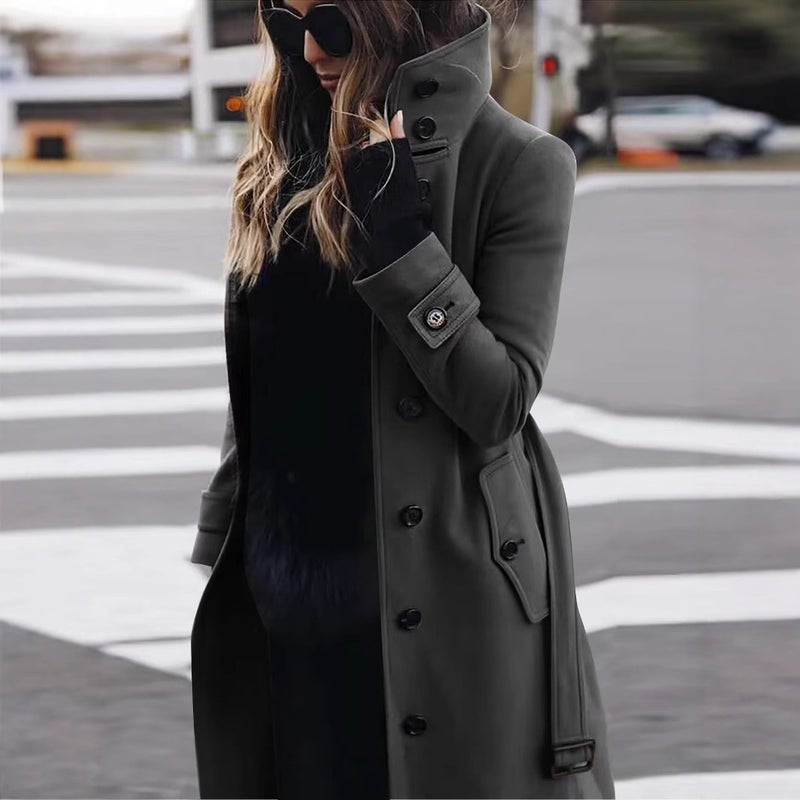 Women's Wool Coat with Belt Winter Outerwear - Image 3