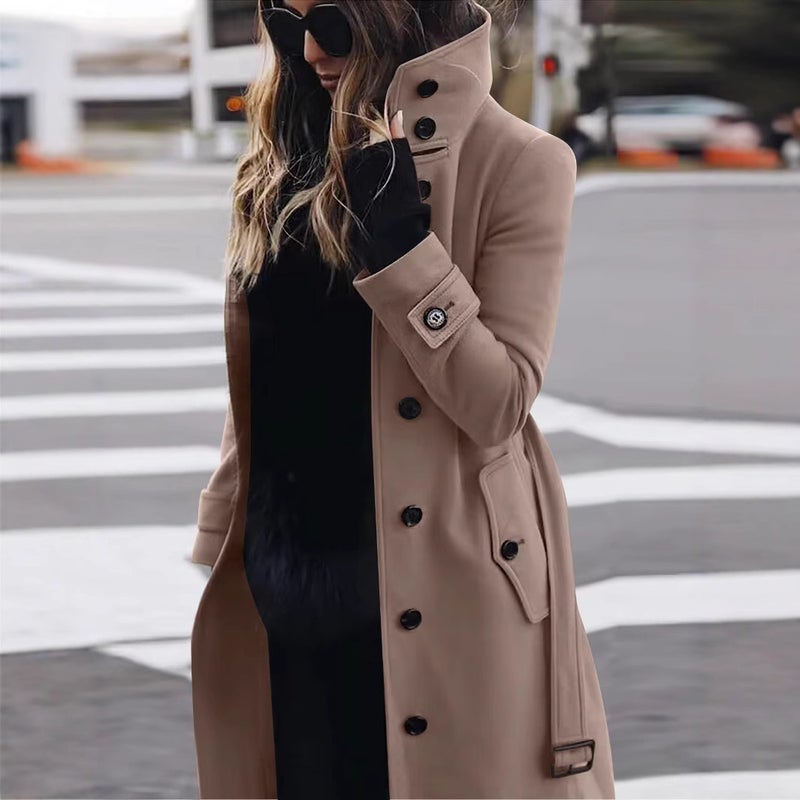 Women's Wool Coat with Belt Winter Outerwear - Image 4