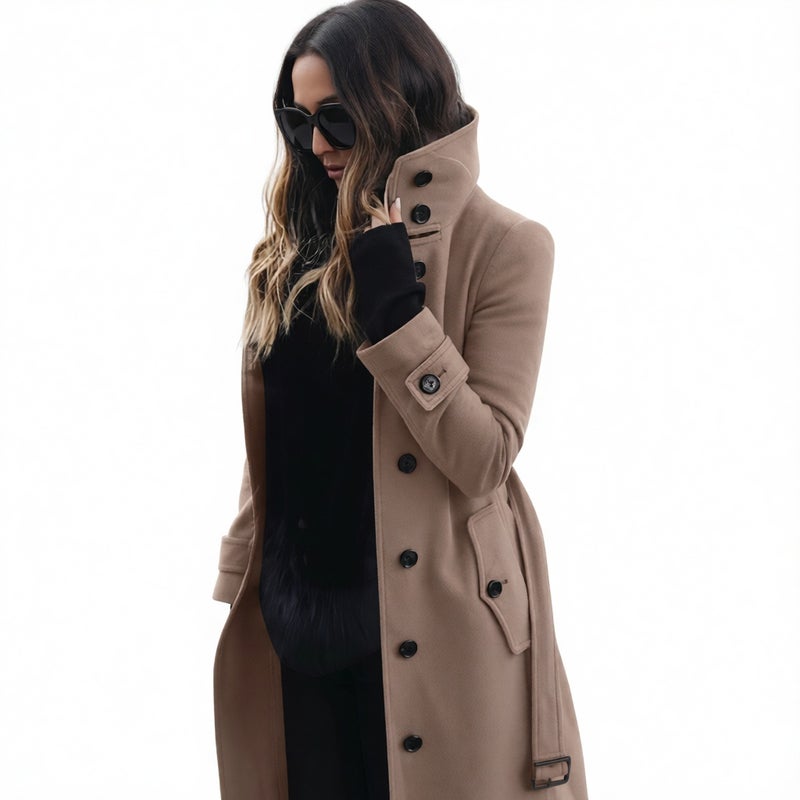 Women's Wool Coat with Belt Winter Outerwear - Image 1