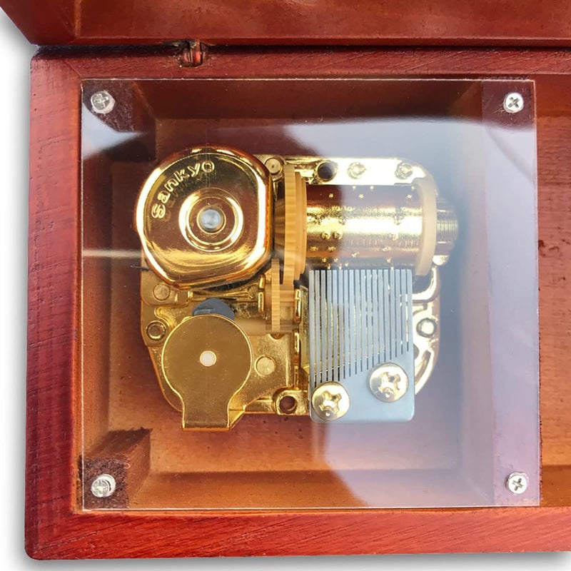 BinkeGG Wooden Hollow Out Wind up Music Box Jewelry Box with Sankyo Musical Mechanism Tune: Can't Help Falling in Love - Image 3