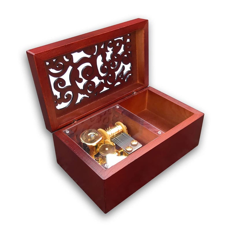 BinkeGG Wooden Hollow Out Wind up Music Box Jewelry Box with Sankyo Musical Mechanism Tune: Can't Help Falling in Love - Image 2