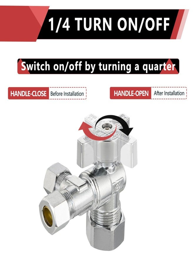 EFIELD (Pack of 2) EFIELD 1/4 Turn Dual Compression Outlet Angle Stop Valve,1/2" NOM (5/8" OD) x (3/8 inch x 3/8 inch), Chrome Plated Brass Made,(VALVE206) - Image 3