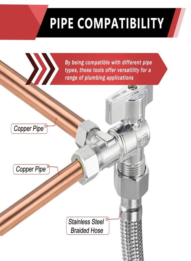 EFIELD (Pack of 2) EFIELD 1/4 Turn Dual Compression Outlet Angle Stop Valve,1/2" NOM (5/8" OD) x (3/8 inch x 3/8 inch), Chrome Plated Brass Made,(VALVE206) - Image 4