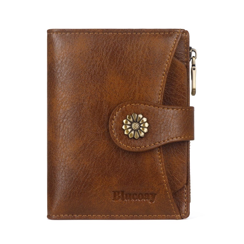 Blucoay Womens Wallet,RFID Blocking Wallet Women,Soft Leather Bifold Small Wallets For Women Card Holder With Removable ID Window darkbrown - Image 1